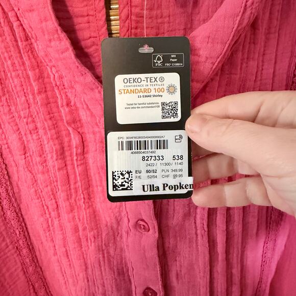 Ulla Popken Coral Pink Tiered Cotton Midi Dress Plus Size 20 NWT romantic flowy - Picture 4 of 10